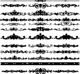 Fototapeta premium Ornamental Design Elements Vector Set, Silhouette Ornamental Elements Collection, Elegant Ornamental Vector Art Pack, Classic Ornament Silhouette Design, Decorative Flourish Vector Silhouettes, Vintag
