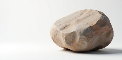 Obraz premium Large stone on a white background with texture, earthy, granite, large