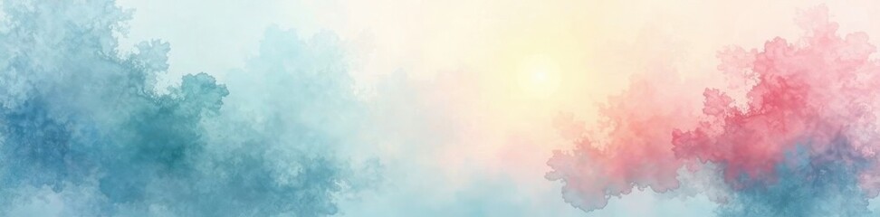 Obraz premium Subtle watercolor blend, delicate washes, serene scene, ink, pastel