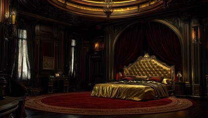 Opulent Master Bedroom: A Luxurious and Darkly Romantic Interior