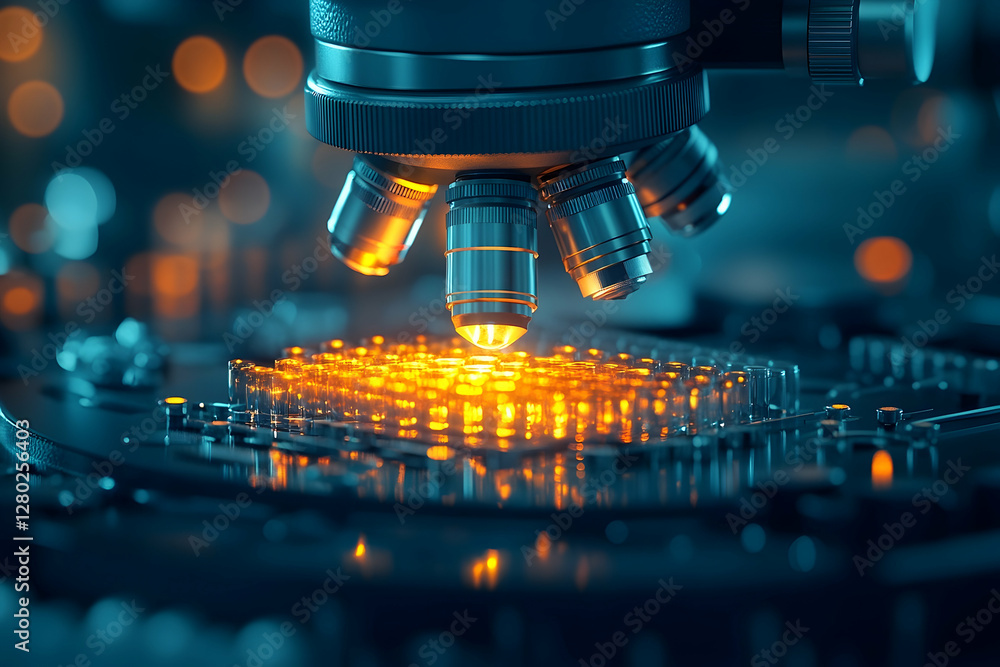 Aufkleber exploring the intricacies of technology through a microscope
