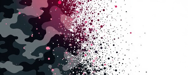 Black camo halftone gradient on white background, stylish, textile, illustration