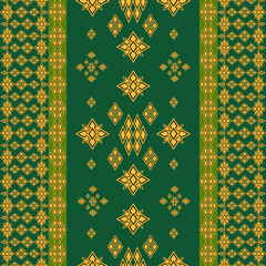 vector seamless pattern with golden stars,Thai primitive,vector,fabric,illustration design