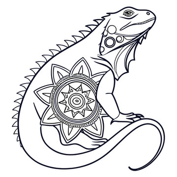 recommend clip art: Iguana Zentangle Coloring Page: Detailed Line Art of Lizard with Mandala Design for Relaxation & Creative Coloring Fun for Adults & Kids
