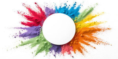 Colorful Powder Splash Circle Frame Vibrant Abstract Paint Explosion