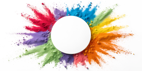 Colorful Powder Splash Circle Frame Vibrant Abstract Paint Explosion