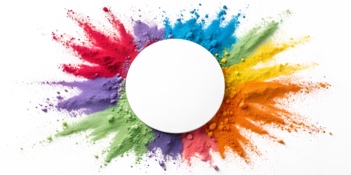 Colorful Powder Splash Circle Frame Vibrant Abstract Paint Explosion - Powered by Adobe
