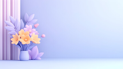 the minimalist style,flower shop, close up, yellow and white and purple, Henry Matisse’s colors, Henry Matisse’s lithograph, Isometric Anime style