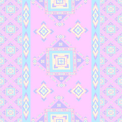 seamless pattern with pink flowers ,Geometric Ethnic pattern, Native American tribal fabric,tile, carpet ,vector,illustration design 