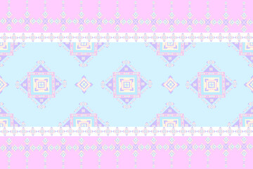 seamless pattern with pink flowers and hearts ,Geometric Ethnic pattern, Native American tribal fabric,tile, carpet ,vector,illustration design 
