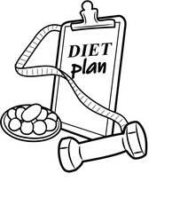 Healthy Diet and Fitness coloring page