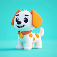 Cute Cartoon Dog Character with Orange Ears and Happy Expression