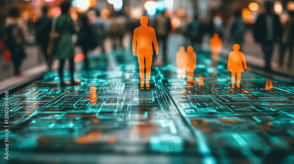 Aufkleber digital people network data visualization abstract