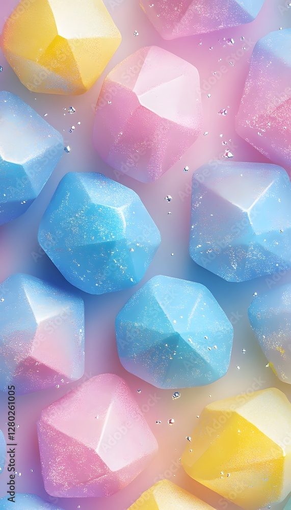 Poster beautiful colored gemlike crystals are displayed in a neat array