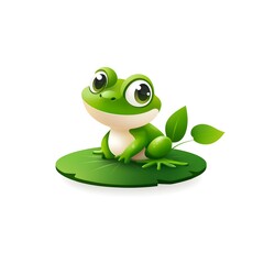 Fototapeta premium a charming illustration of a frog sitting on a lily pad, with big, expressive eyes and a cheerful look