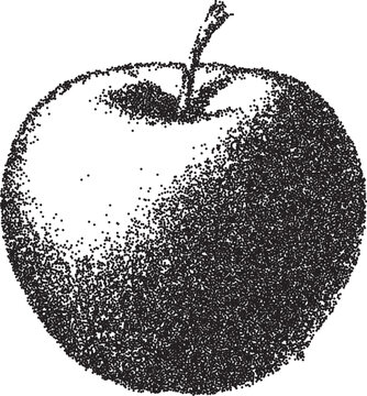 Apple vintage y2k stipple art, fruit halftone stipple brutalist retro vector png with transparent background, organic 2000s aesthetic photocopy effect tattoo