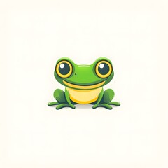Fototapeta premium a cute cartoon frog with a cheerful expression and big eyes smiles at the viewer