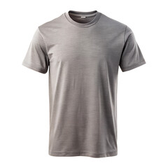 A gray t-shirt front side view isolated on transparent background