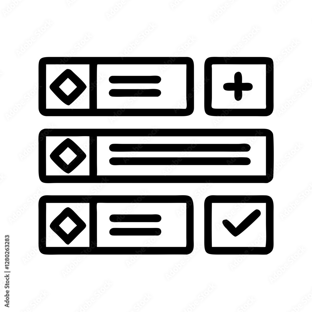 Poster black and white task list interface icons
