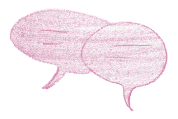 Separate pink speech bubbles on transparent background