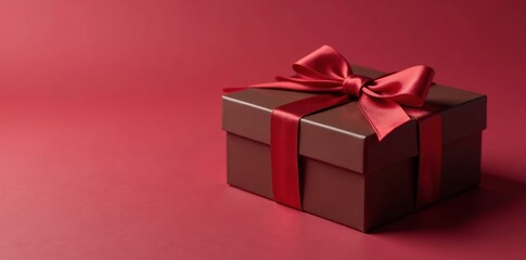 Obraz premium Elegant chocolate box with satin ribbon, isolated , chocolate box, candy