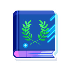 Neon book with laurel wreath illustration