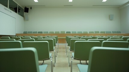 Fototapeta premium Empty Classroom Set Up for Upcoming Classes and Seminars