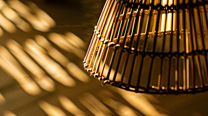 A close-up of a decorative lamp casting intricate shadows on a surface.