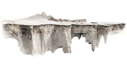 Floating Cliffside: A surreal perspective showcases a dramatic cliffside landscape suspended in the air, with rugged textures and geological formations that invite contemplation. 