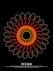 Floral emblem, circular decorative abstract lines ornament, multicolored mandala pattern. Dynamic abstract gradient circular geometric lines template for screen printing, digital, party, festival, etc