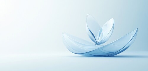 Three translucent contact lenses on a light blue background.