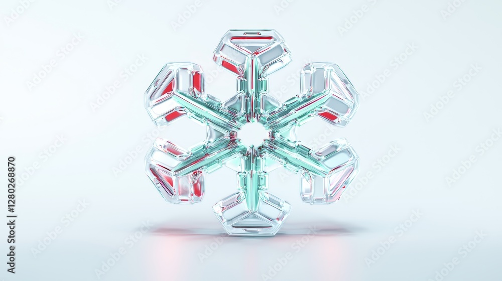 Aufkleber Intricate snowflake design studio 3d render minimalist centered view contemporary art concept