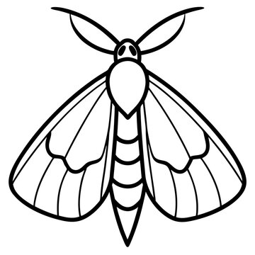 black and white moth outline clip art preview