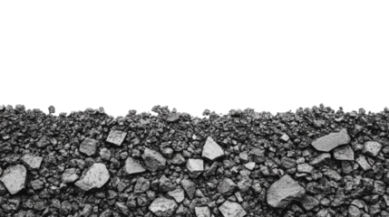 Coal Pile: An monochrome view of a mound of coal, the dark, textured surface of the fuel source contrasting with the clean space above.