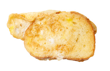 A slice of bread with a yellow spot on it