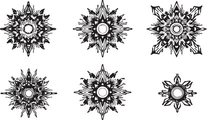 Set of elements for flat design, patterns, ornaments, mandalas. Hand drawn vector illustration