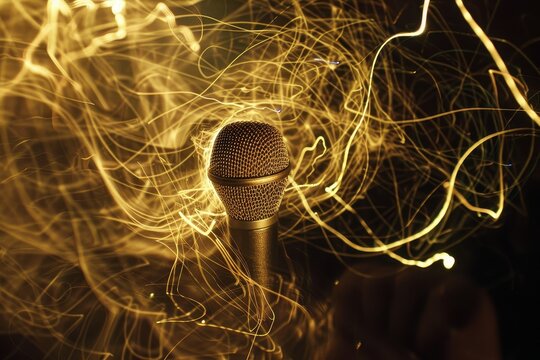 A glowing microphone symbolizing the power of voice and communication