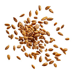 Obraz premium Falling brown cereal puffs on a pile against an isolated transparent background.