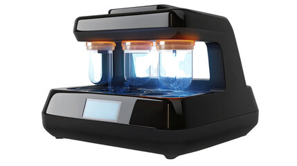 Advanced Scientific Equipment: A sleek and modern piece of laboratory equipment, with transparent containers illuminated by a soft blue light.