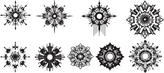 Set of elements for flat design, patterns, ornaments, mandalas. Hand drawn vector illustration