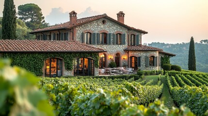 Charming vineyard estate tuscany real estate scenic landscape elevated view serenity and luxury living