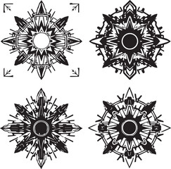 Set of elements for flat design, patterns, ornaments, mandalas. Hand drawn vector illustration