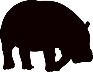 hippopotamus silhouette on white background, vector