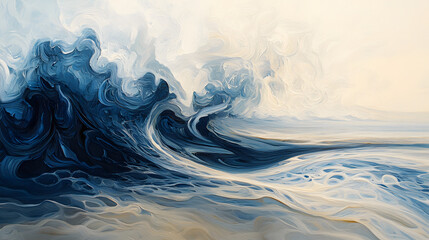 Wave pattern background in blue and white colors. Abstract marble background for digital marketing and presentation design.