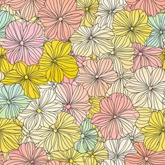 Vibrant Floral Pattern with Pastel Blossoms in Full Bloom Capturing Spring's Essence and Beauty