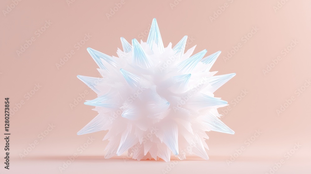Poster dynamic spiky object art installation studio space 3d rendering minimalist environment close-up view