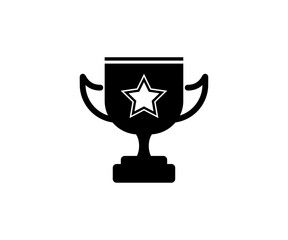 trophy cup with star icon vector champion winner award black trophy silhouette isolated 