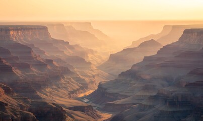 Fototapeta premium A stunning landscape image of the Grand Canyon featuring deep layered rock formations.