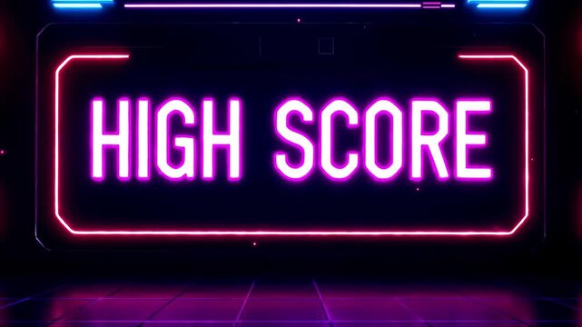 High score neon glowing sign futuristic digital interface - Powered by Adobe
