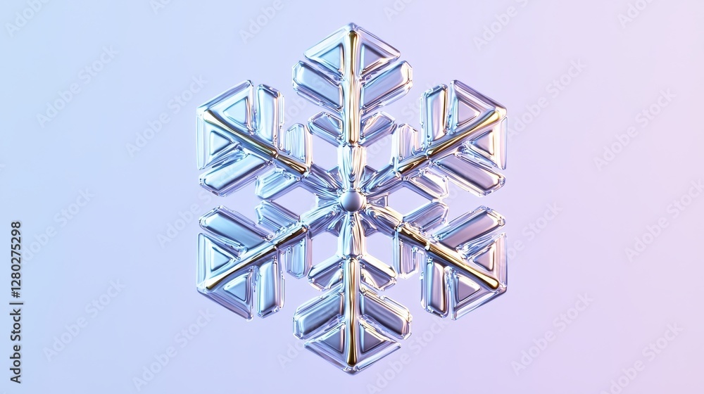 Poster intricate snowflake design winter wonderland 3d rendering digital art macro perspective unique struc